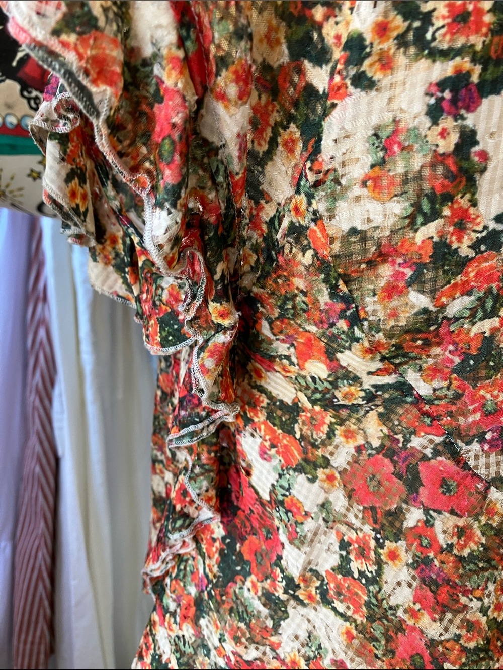 Isabel Marant Fliren Spring Flower Blouse Orange Cream Silk Blend Size 38 Medium - Picture 5 of 10
